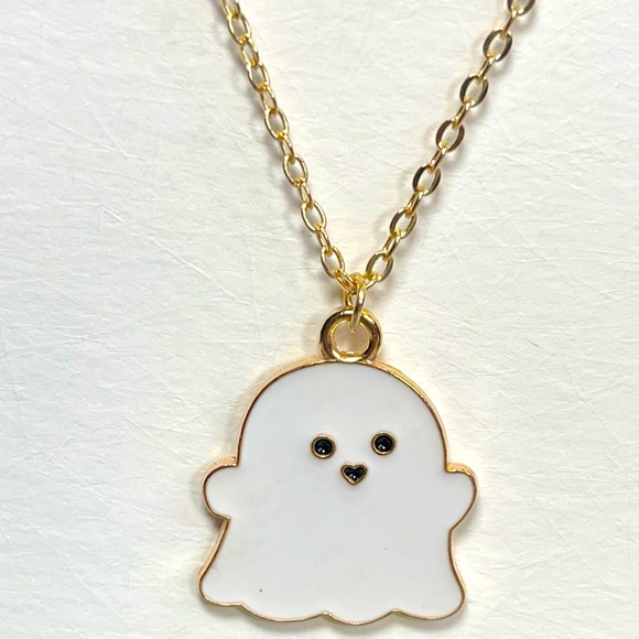 White Ghost Dangling Drop Darrings and Ghost Necklace - Picture 2 of 5